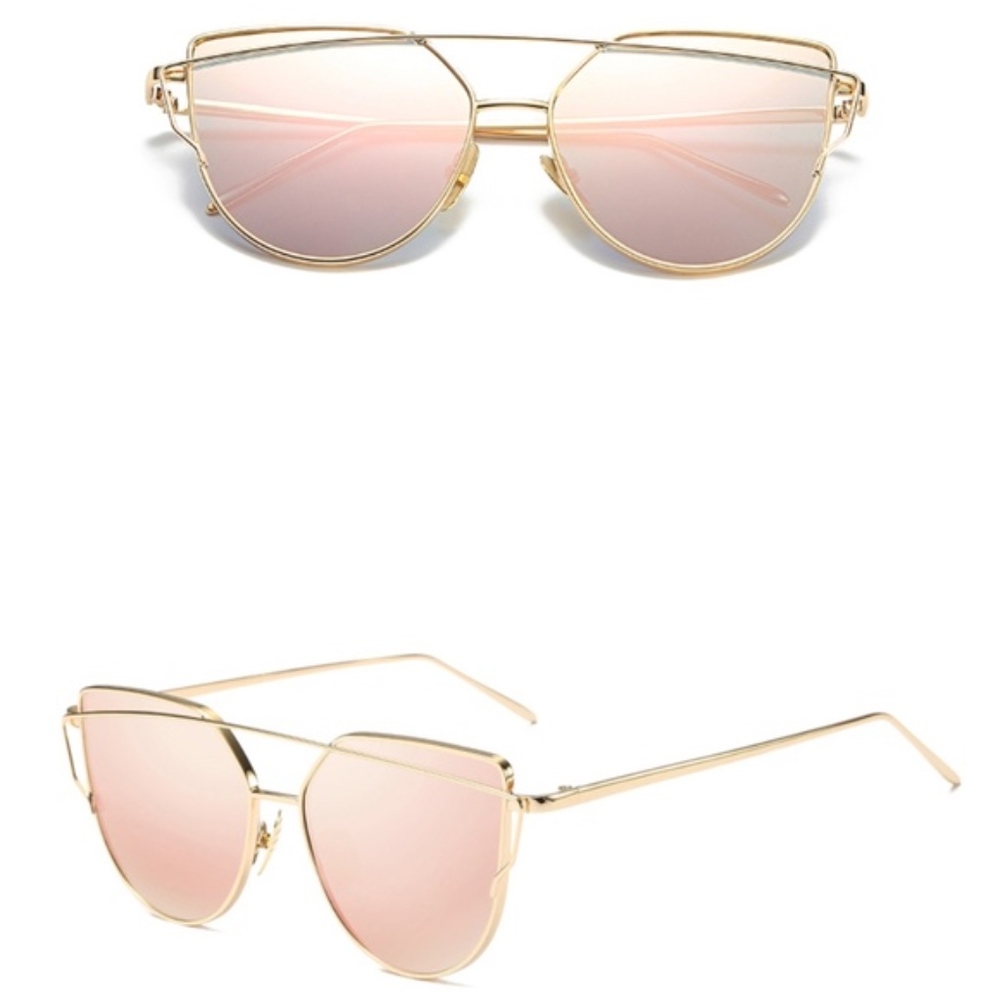 Cat Eye Reflective Pink Mirror Sunglasses - Picture 2 of 5